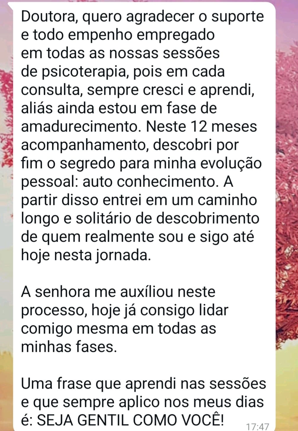Depoimento de paciente 1